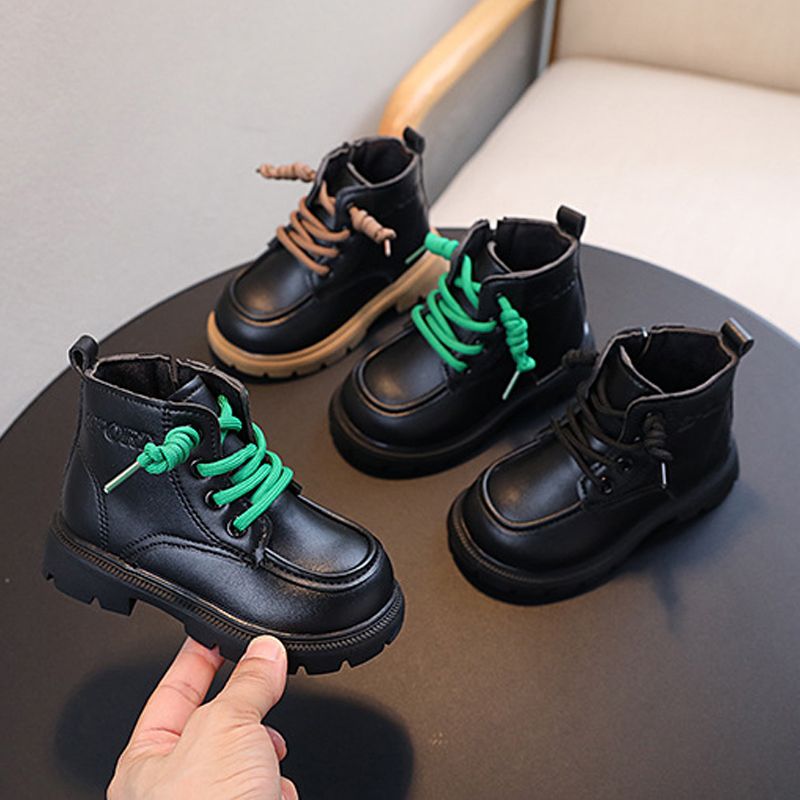 Children Leather Boots Girls Boys Autumn Winter New Fashion British Style Kidsnest Casual Comfortable Toddler Short Boots Kids Ankle Boots Size US 5C-