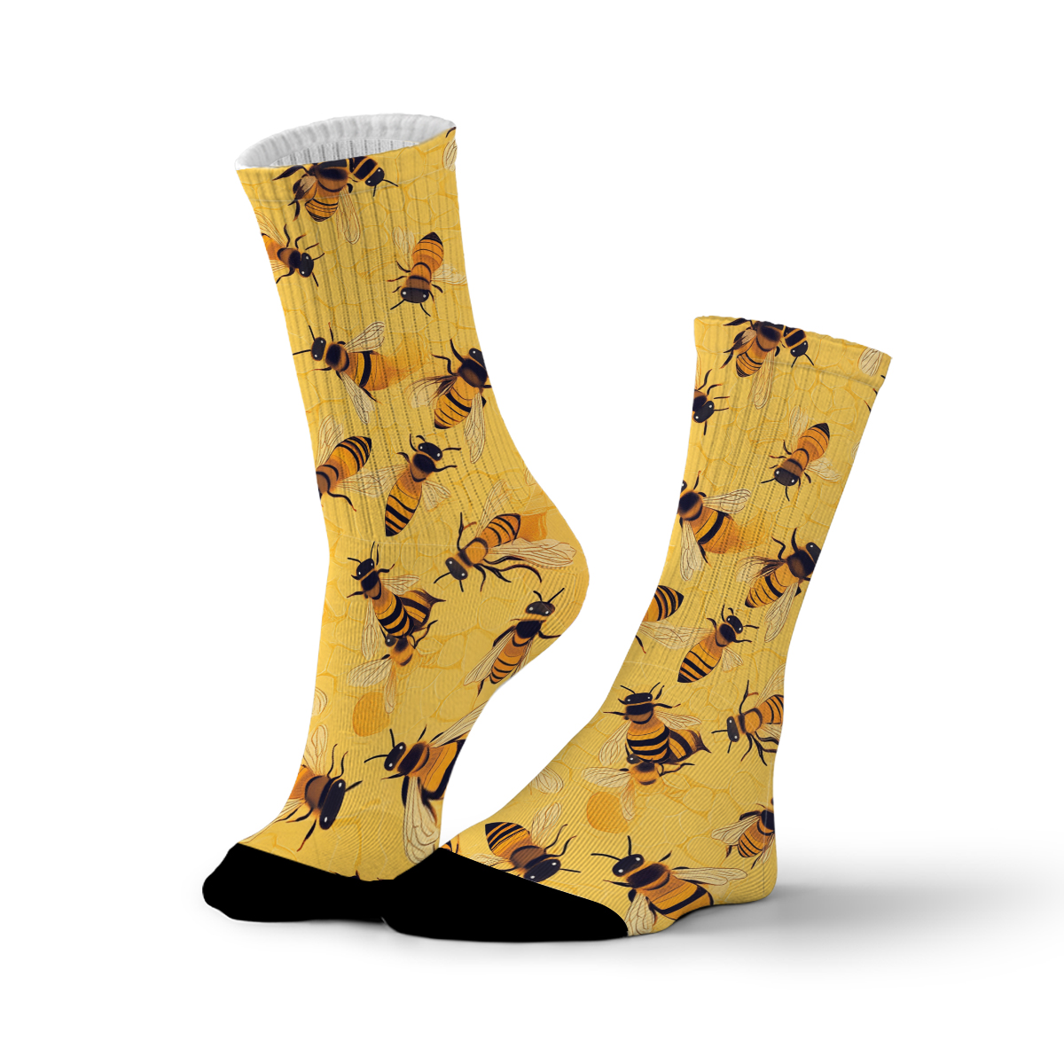 Vibrant Bee Pattern Unisex Tube Designer Sock C147