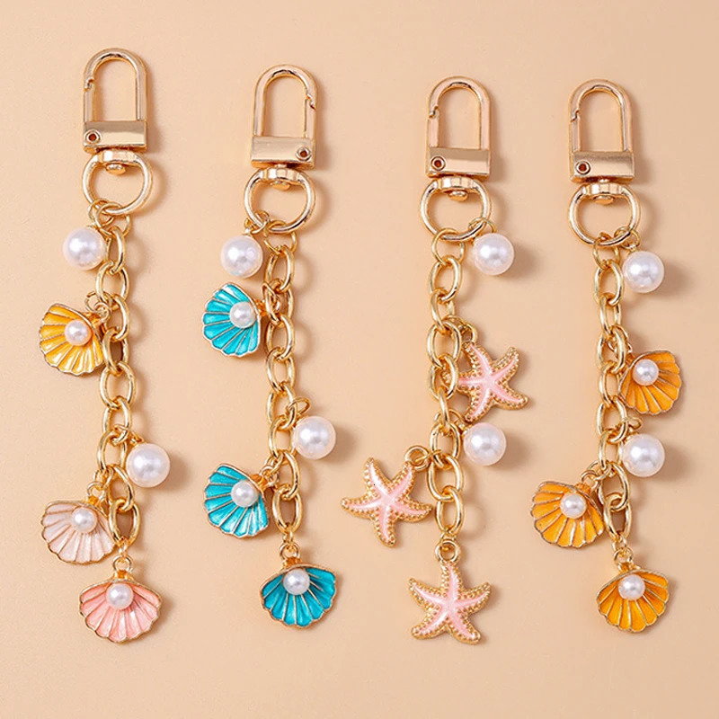 Aihua Cute Keychain Y2K Summer Beach Pearl Shell Key Chains For Women Girls Handbag Pendants Keyring Ocean Vacation Jewelry Gift 250811