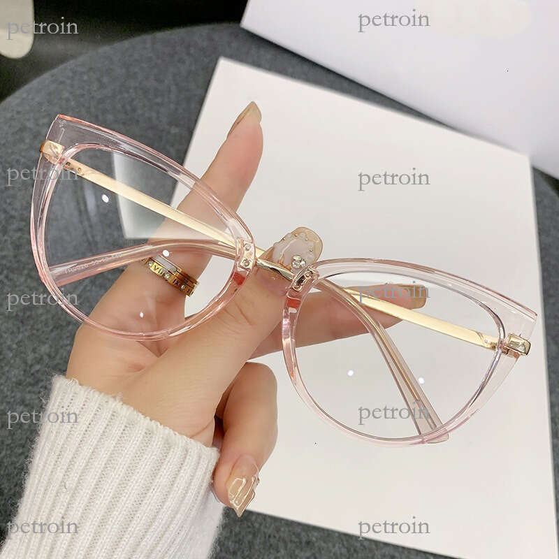 24 Trendy Fashion Cat Eye Blue Light Blocking Personality Internet Celebrity Street Style Glass, Can Be Paired with Prcription Fram, Non-Prcription