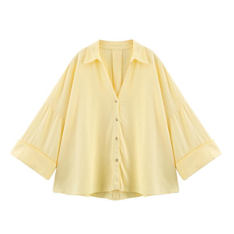 Versatile Fashion Casual Womens Striped Wide Sleeve Cotton Linen Turn-Down Collar Spring Summer Shirt 210507