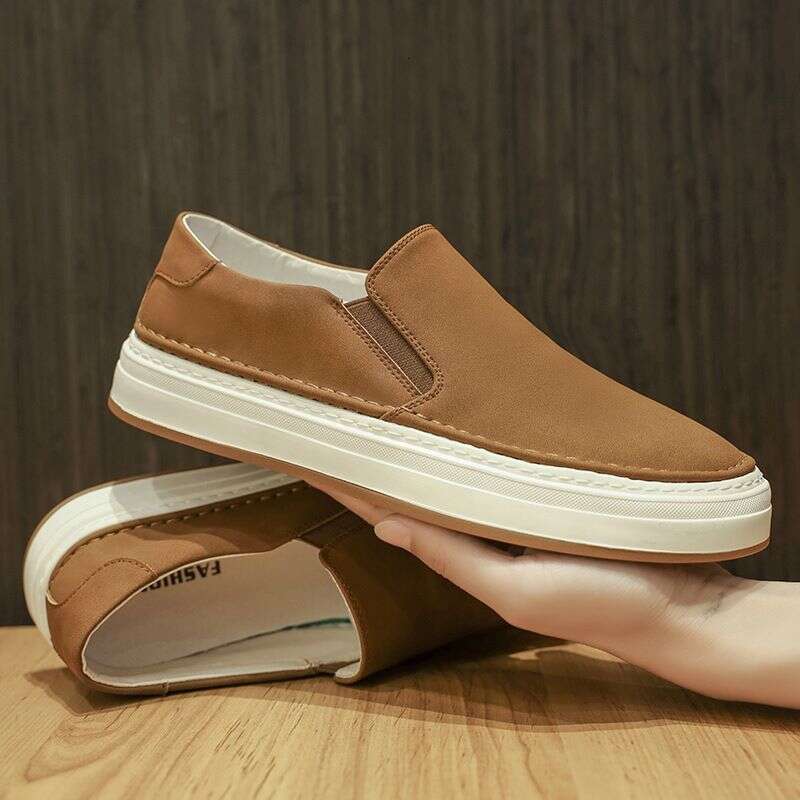 Trendy Men's Loafers, Genuine Leather Low Cut Bean Lazy Versatile Flat Shoes, Odor And Anti Slip Korean Casual Shoes