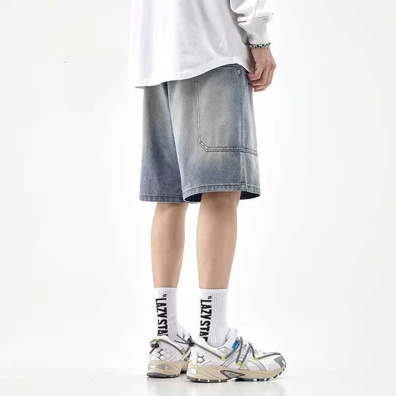 2025 New Mens Casual Multi-pocket Straight Baggy Cargo Jorts High Street Fashion Denim Shorts Y2K Vintage Blue Short Jeans Y250814