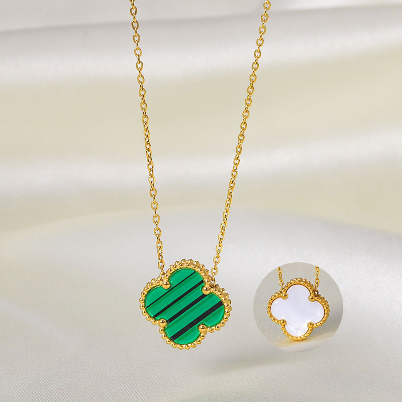 Four-leaf Clover Necklace High Version V Gold Craft Women Non-Fading Two-Way Wear Natural Mother-of-Pearl High-End Accessory Jewelry for Women