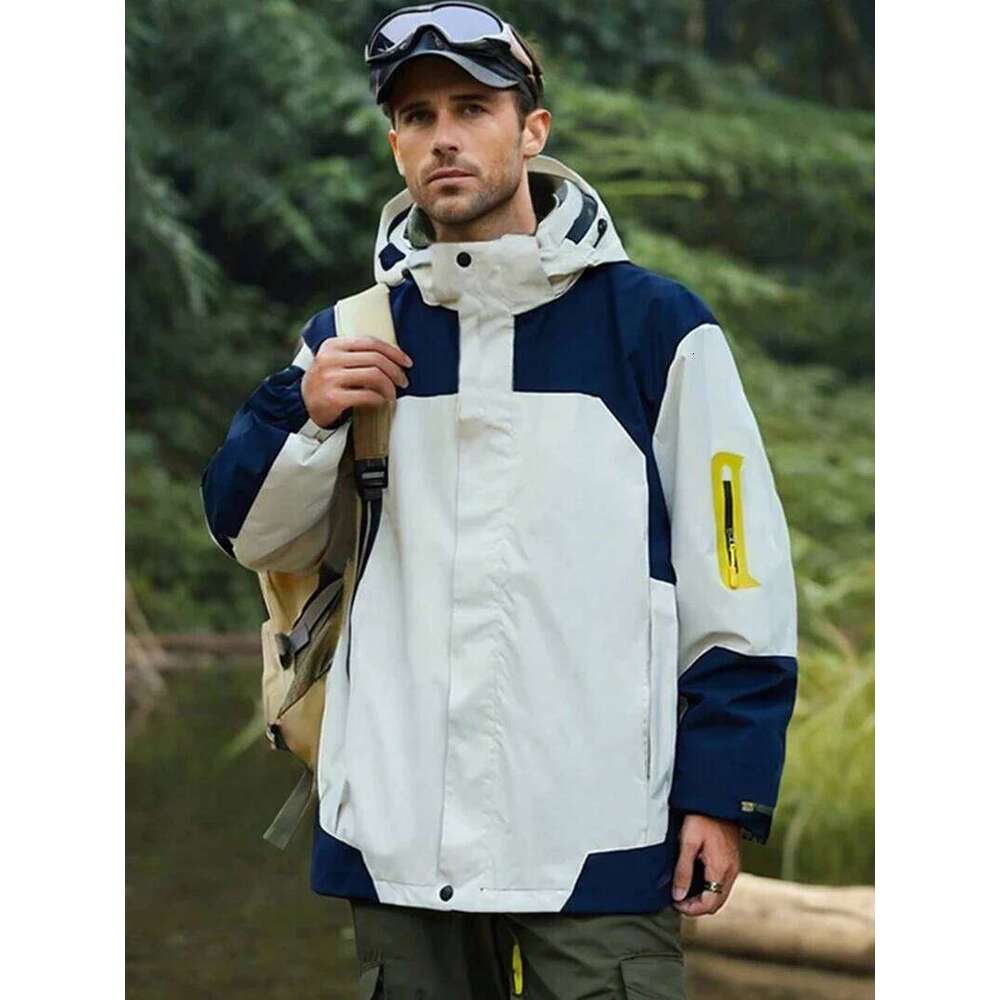 Waterproof Men Outdoor Softshell Zip Up Hooded Jacket Windbreaker Hiking Camping Lightweight Spring Autumn Coats