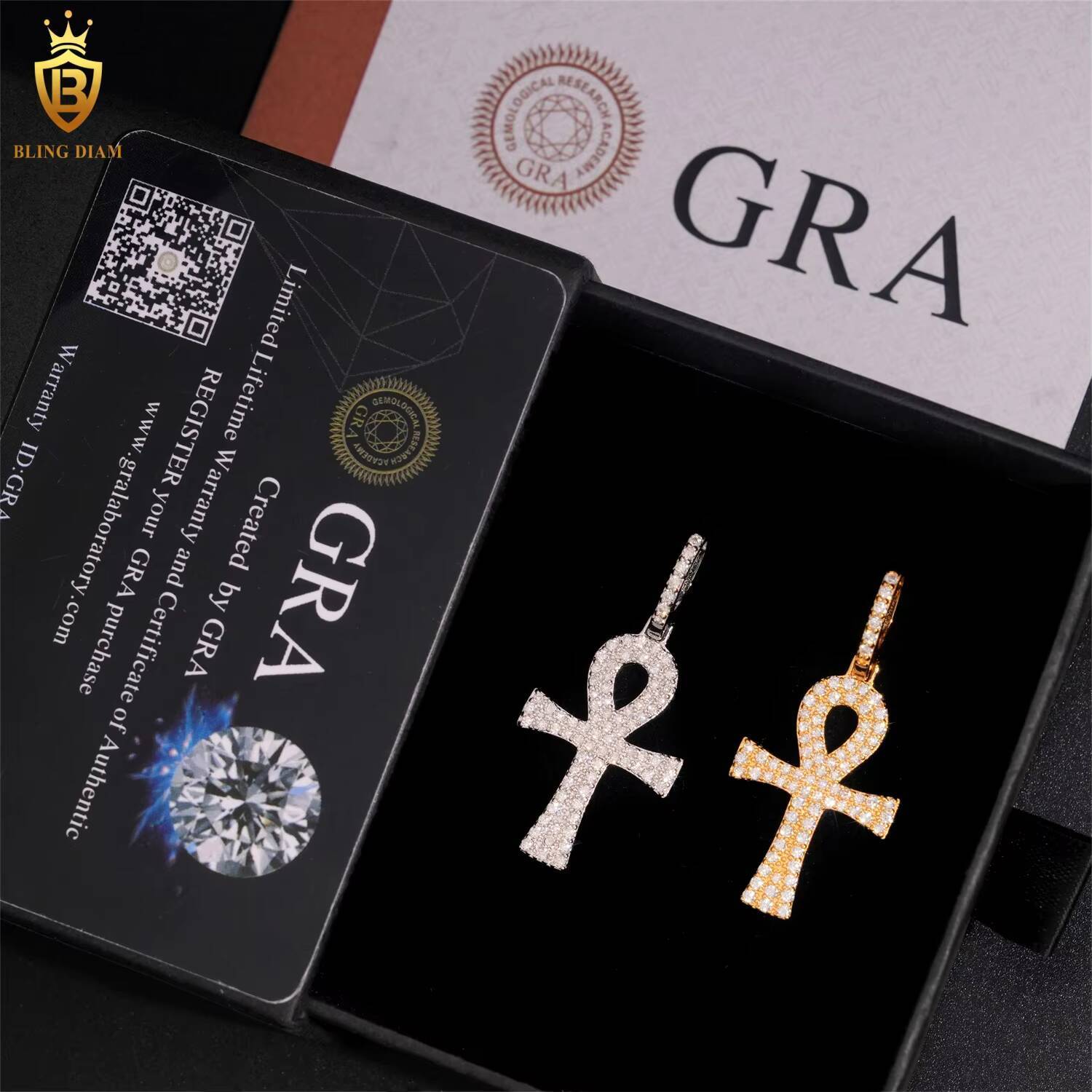 Fashion Fine Jewelry VVS Moissanite 925 Sterling Silver Hip Hop Luxury Iced Out Cross Pendant