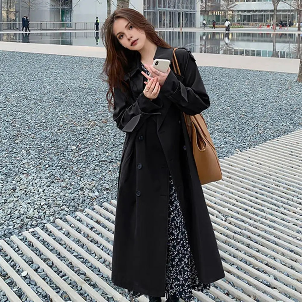 2024 Short Coat Windbreaker Womens Spring Autumn Trench Korean Ladies Solid Women Double Bbreasted Outwear 250805