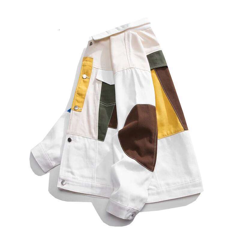 Designer Clothing 2025 American Retro Color Contrast Patchwork Loose Coat Spring Fashion Brand Trend Design Handsome Senior Casual Denim Jacket