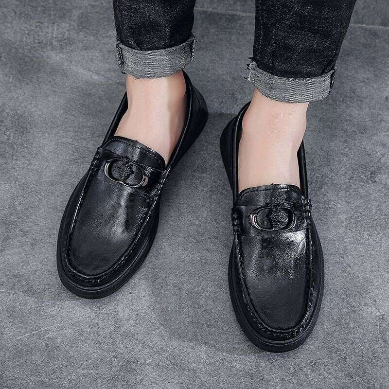 2025 Spring Leather New Trendy Lazy Breathable Men's One Step Casual Single Work Shoes 380F