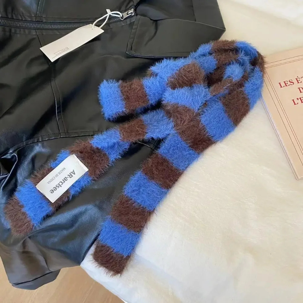 Clothing Accessories Y2 Striped Scarf Warm Knitted Wool Neck Scarves Soft Sausage Thin Scarf Autumn Winter 250808