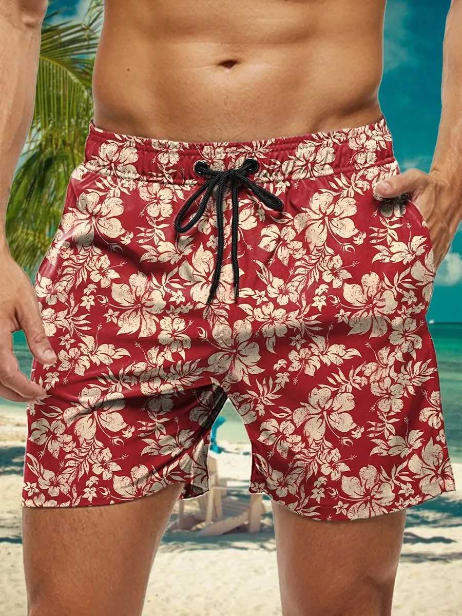 Mens Hawaiian Swim Trunks 3D Floral Print Beach Shorts Quick Dry Outdoor Leisure Sports Shorts Swimwear Fashion Mens Shorts Y250814