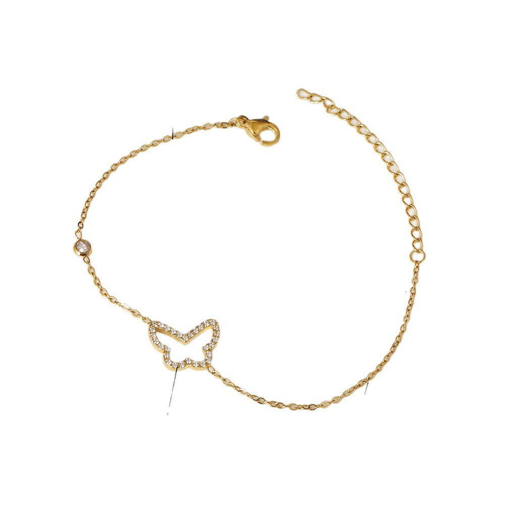 Titanium Steel Four-Leaf Clover Heart Bracelet for Women, Non-Fading Sier, High-Quality, Bathable, Light , Niche Zircon Jewelry Jewelry for Women