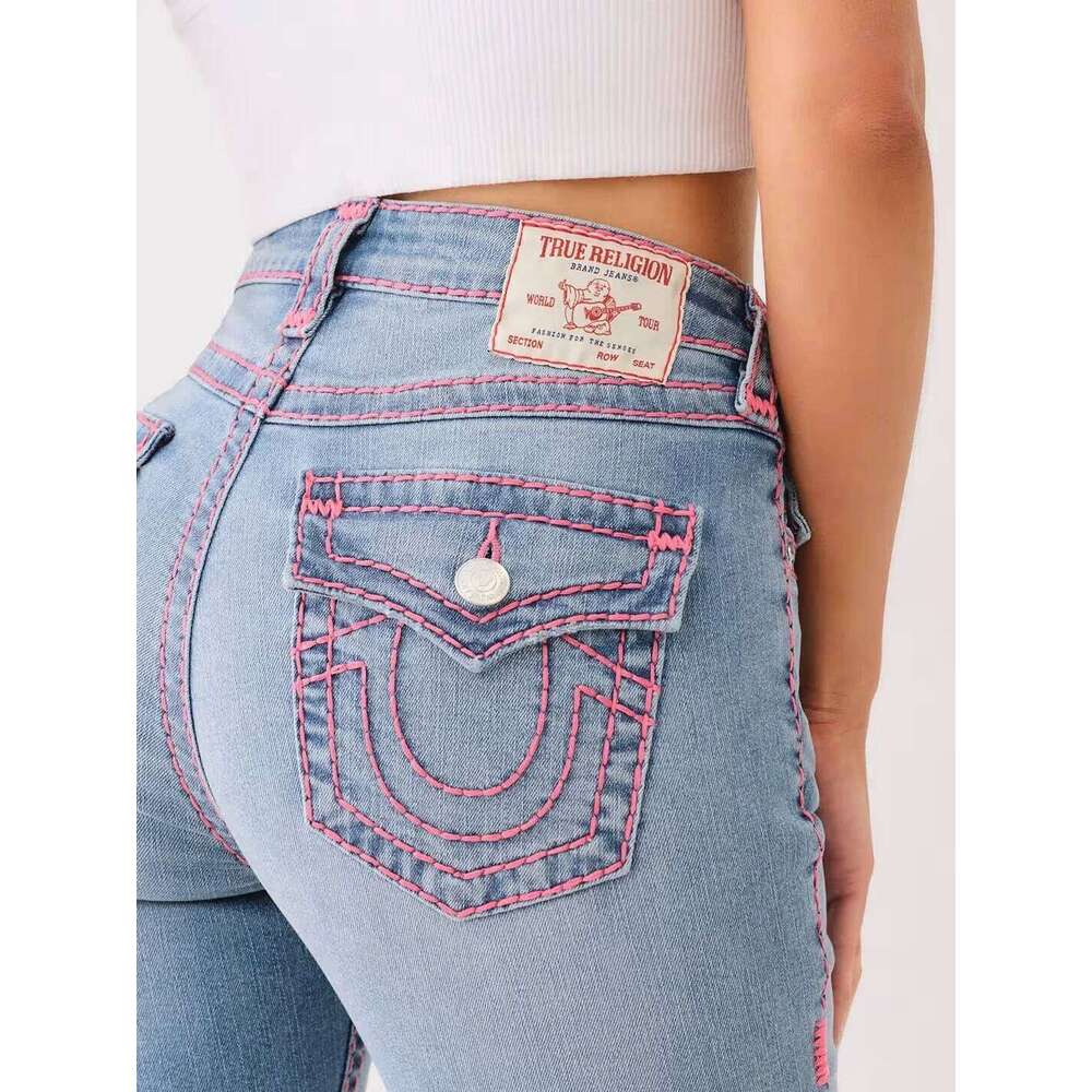 Sexy Retro Buddha Embroidered Low Rise Womens Skinny Jeans Fashionable Flare Jean Casual Washed Pants Sweatwear Denim Pant