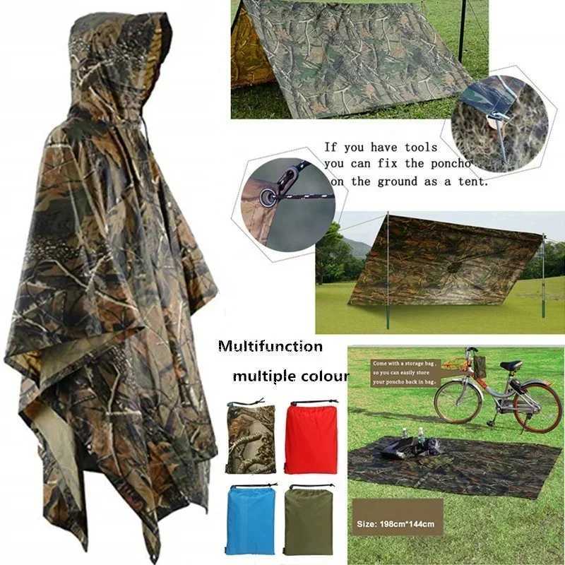3 in 1 Multifunctional Raincoat Backpack Rain Cover Hiking Cycling Poncho Waterproof Tent Outdoor Camping Shade Tent Picnic Mat Y250814