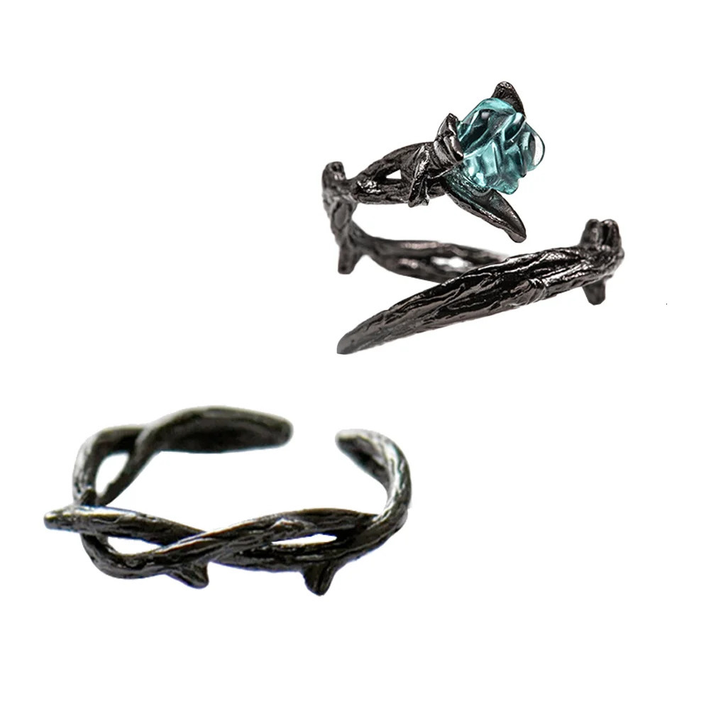 2Pcs Rose Couple Rings Black Open Tail Finger Decor Wedding Anniversary Fashion Jewelry For Unique n Durable Premium 250811