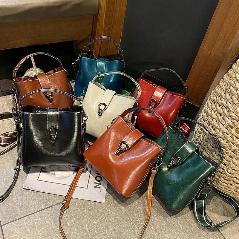 100% Genuine Leather Women Handbag Crossbody Ladies 2025 Retro Shoulder Commuter Shopping Bag For Women