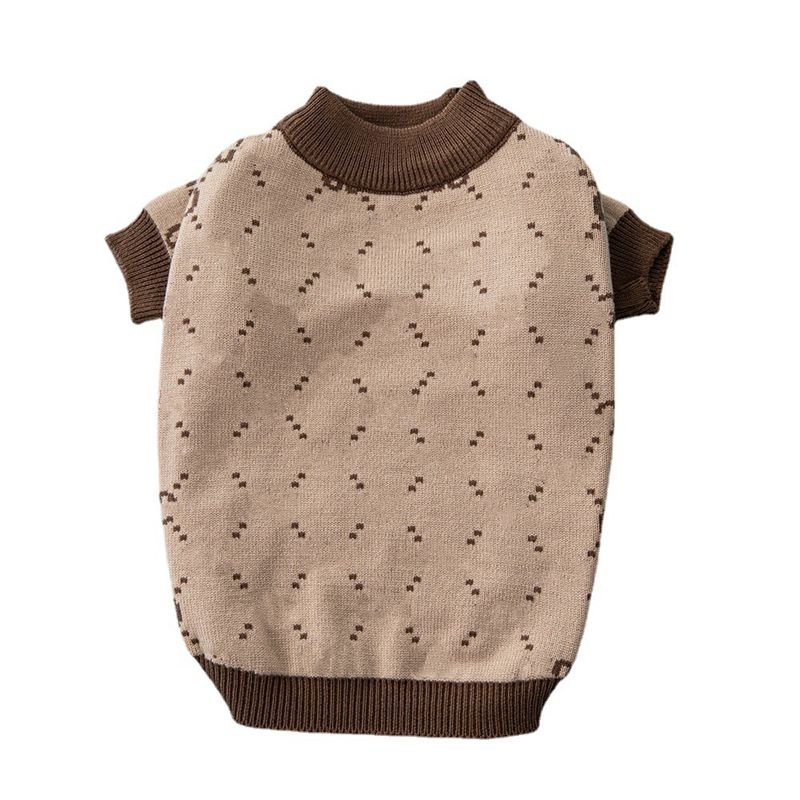 Designer Dog Clothes Luxury Dog Apparel Winter Warm Pet Sweaters Knitted Turtleneck Cold Weather Pets Coats Puppy Cat Pullover Clothing for Small Dog 