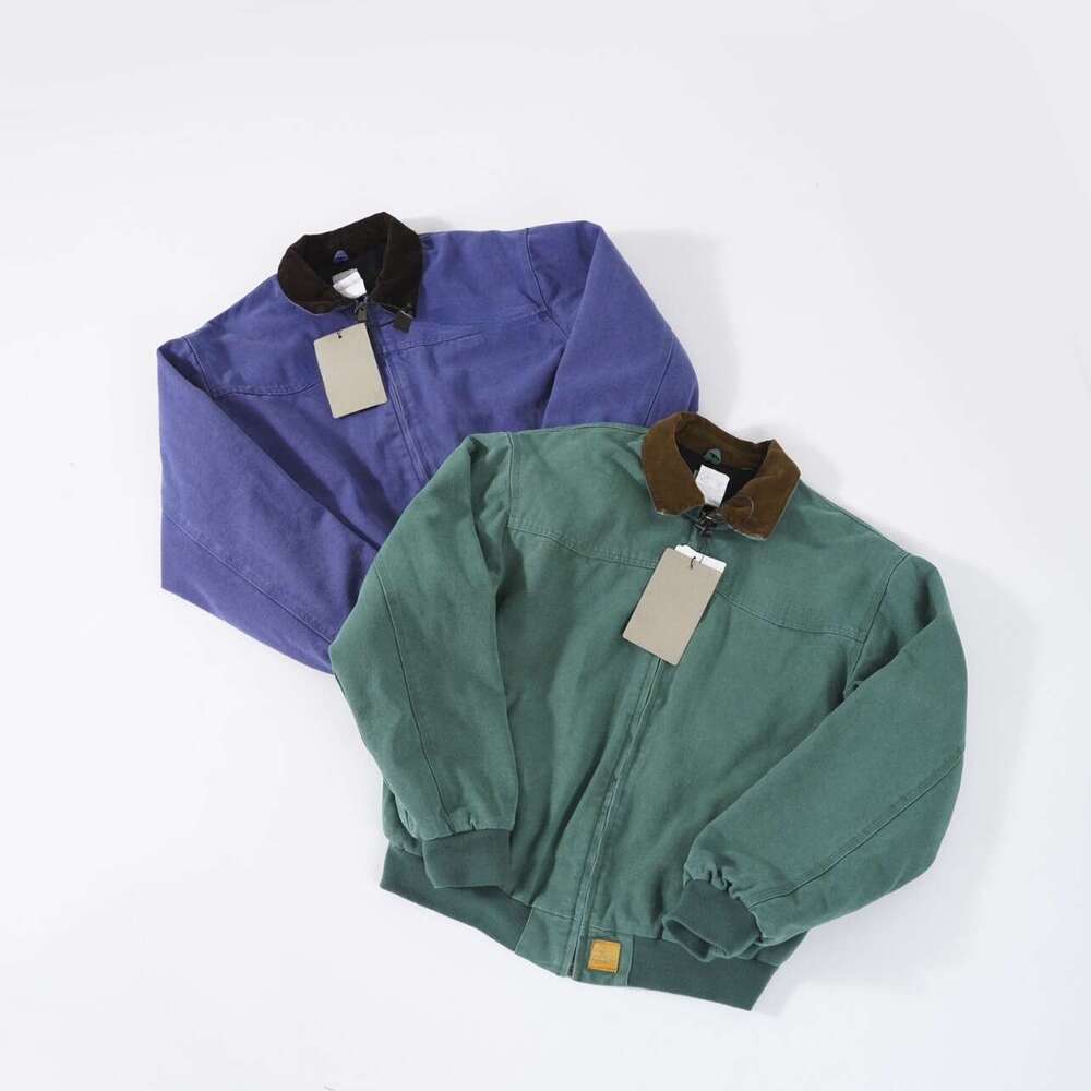 Carh Collaboration Stu Vintage Washed Canvas Turn-Down Collar Jacket J14 Loose Couple Zipper Coat B5