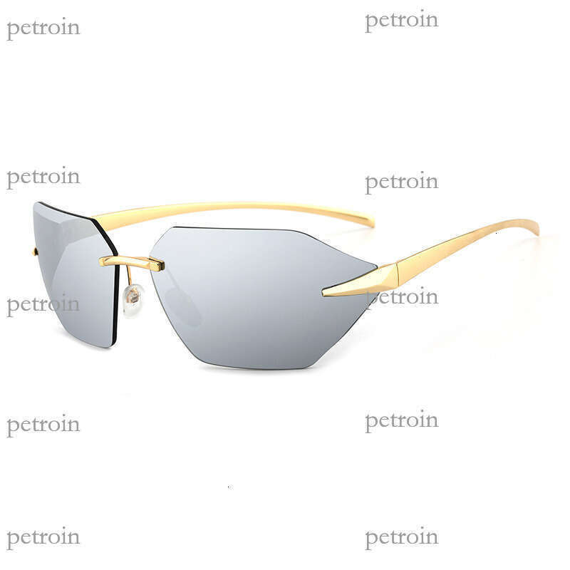 New Frameless Cut Edge Fashion for Men and Women, High-end Personality Curved Street Style Trendy Sunglasses