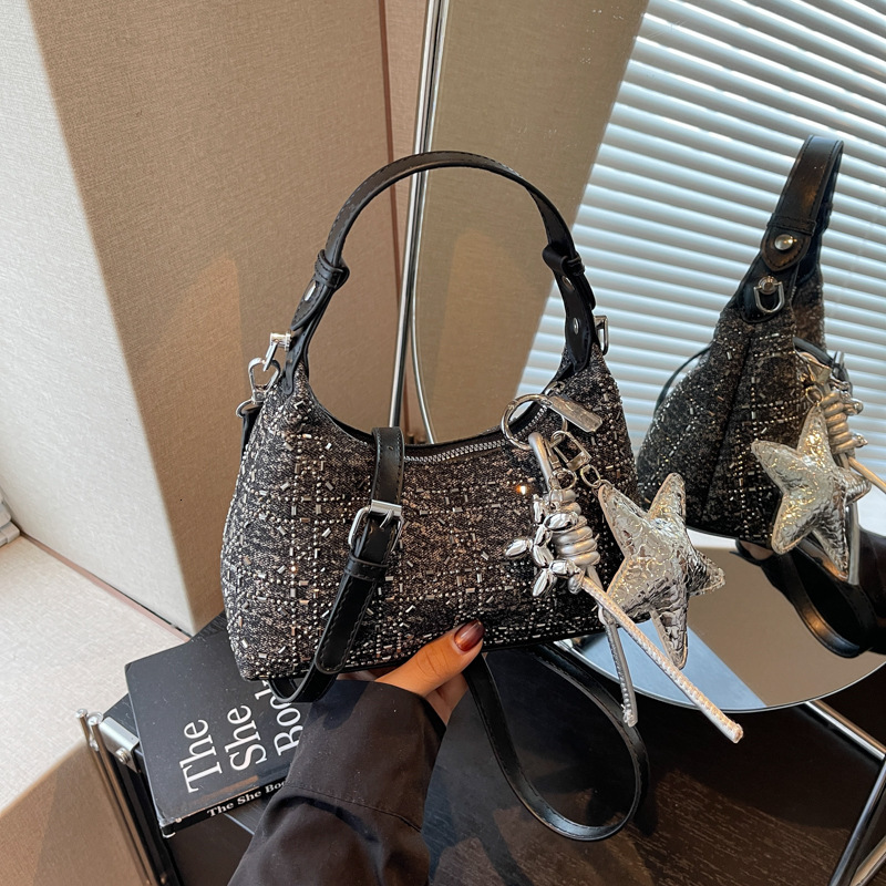 Luxury New Diamond Inlaid Women's Armpit Bag Free Shipping Designer Large Capacity Elegant And Simple Shoulder Bag Casual Shopping Handbag