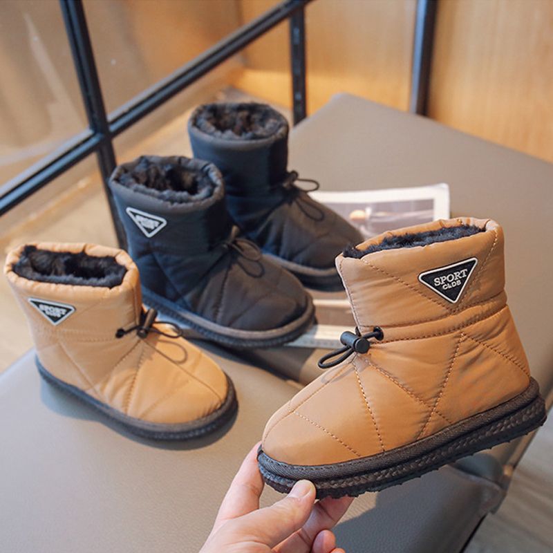 Winter Kids Snow Boots Thick Fur Morden Sewing Elastic Band Children Kidsnest Youth Boots Flat Black Brown Non-slip Warm Boys Girls Toddler Boots Shoe