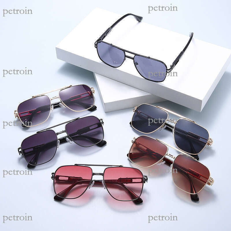 New Double Beam High Quality Metal Frame UV400 Sunglasses Men