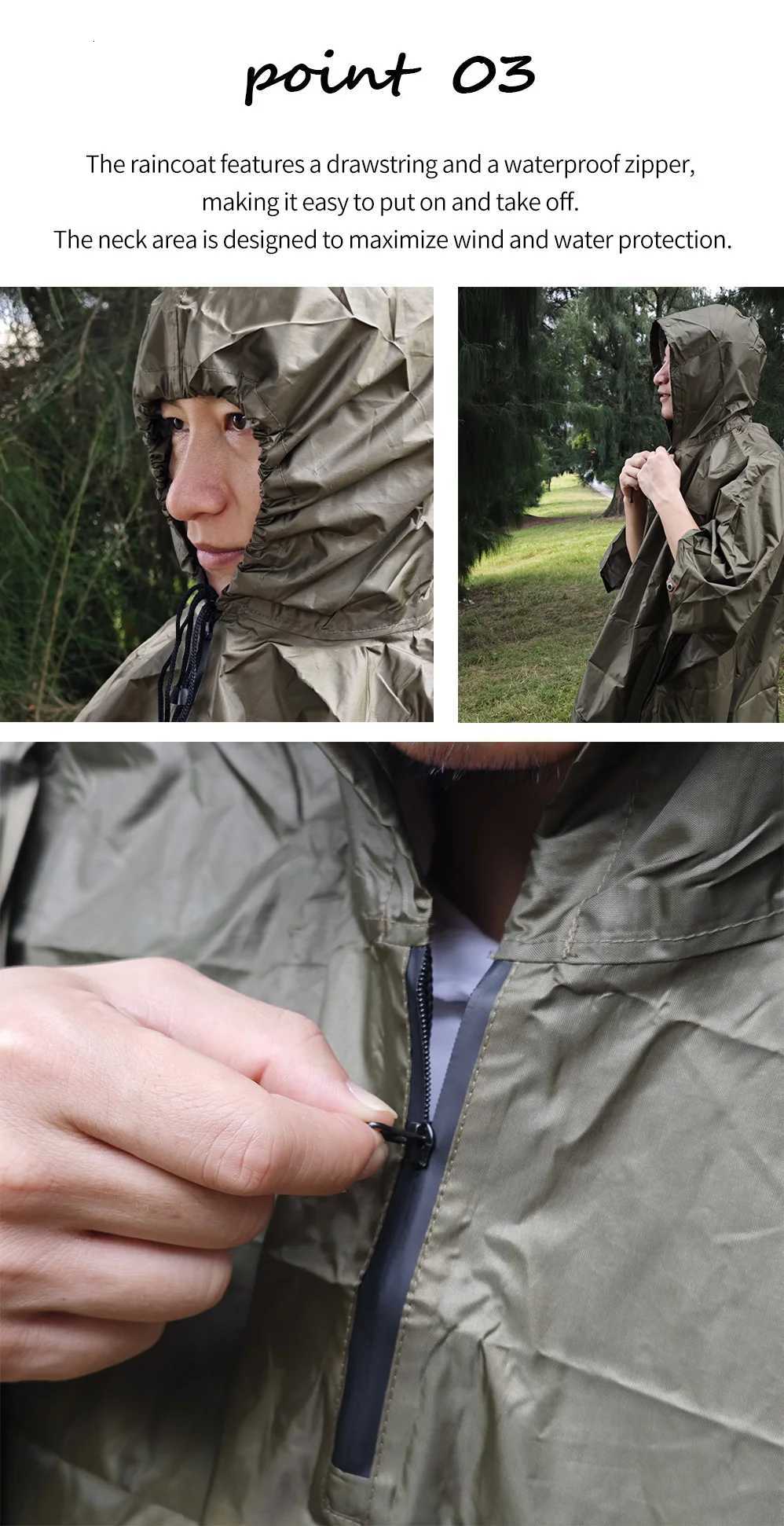 3 in 1 Hiking Rain Poncho Waterproof Reusable Lightweight Adult Men Women Unisex Outdoor Tourist Camping Backpack Raincoat Y250814