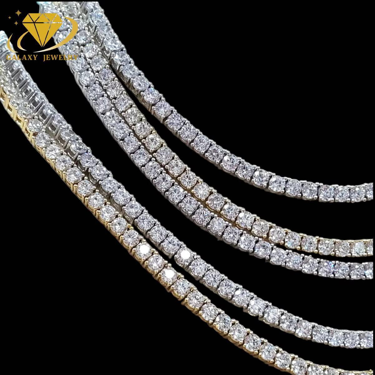 Fine Jewelry 3mm 4mm 5mm Tennis Chain Necklace Round Cut High Quality Moissanite Iced Out 925 Silver Tennis Chain Bracelet