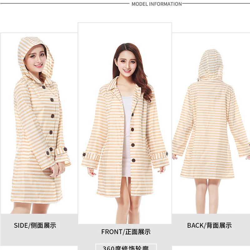 Outdoor Windproof Stripe Raincoat Ultra Light Breathable Adult Men Women Biker Rain Waterproof Button Rain Coat Poncho Y250814