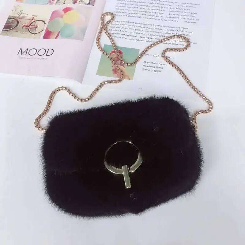 Designer bag 52 Mink Envelope Single Shoulder Crossbody Real Fur Fashion Women's Mini Fluffy Handbag Women Evening Party Bag