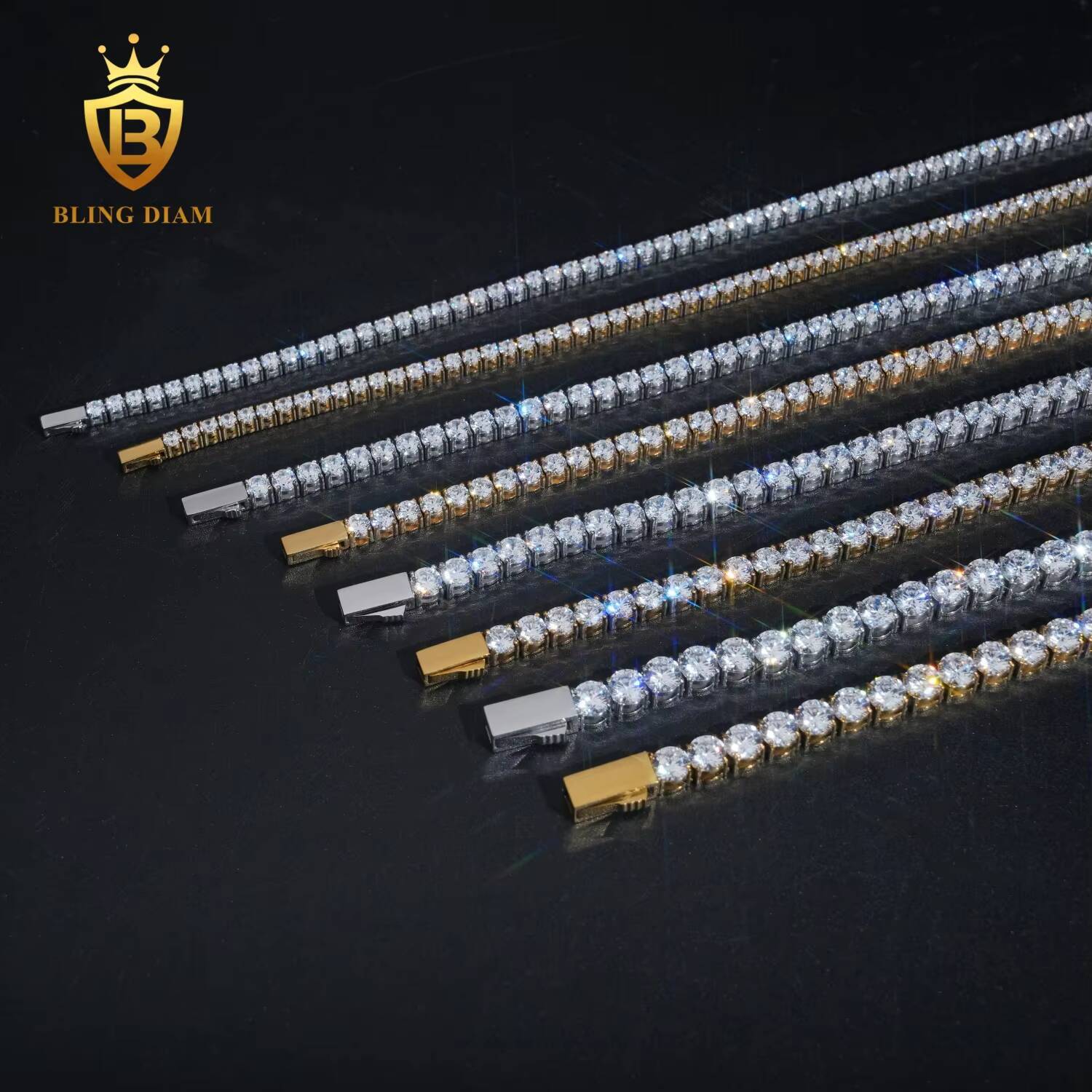 Wholesale Price Fashion Stainless Steel Tennis Chain 3mm-6mm Moissanite Tennis Bracelet Necklace Iced Out Luxury Jewelry