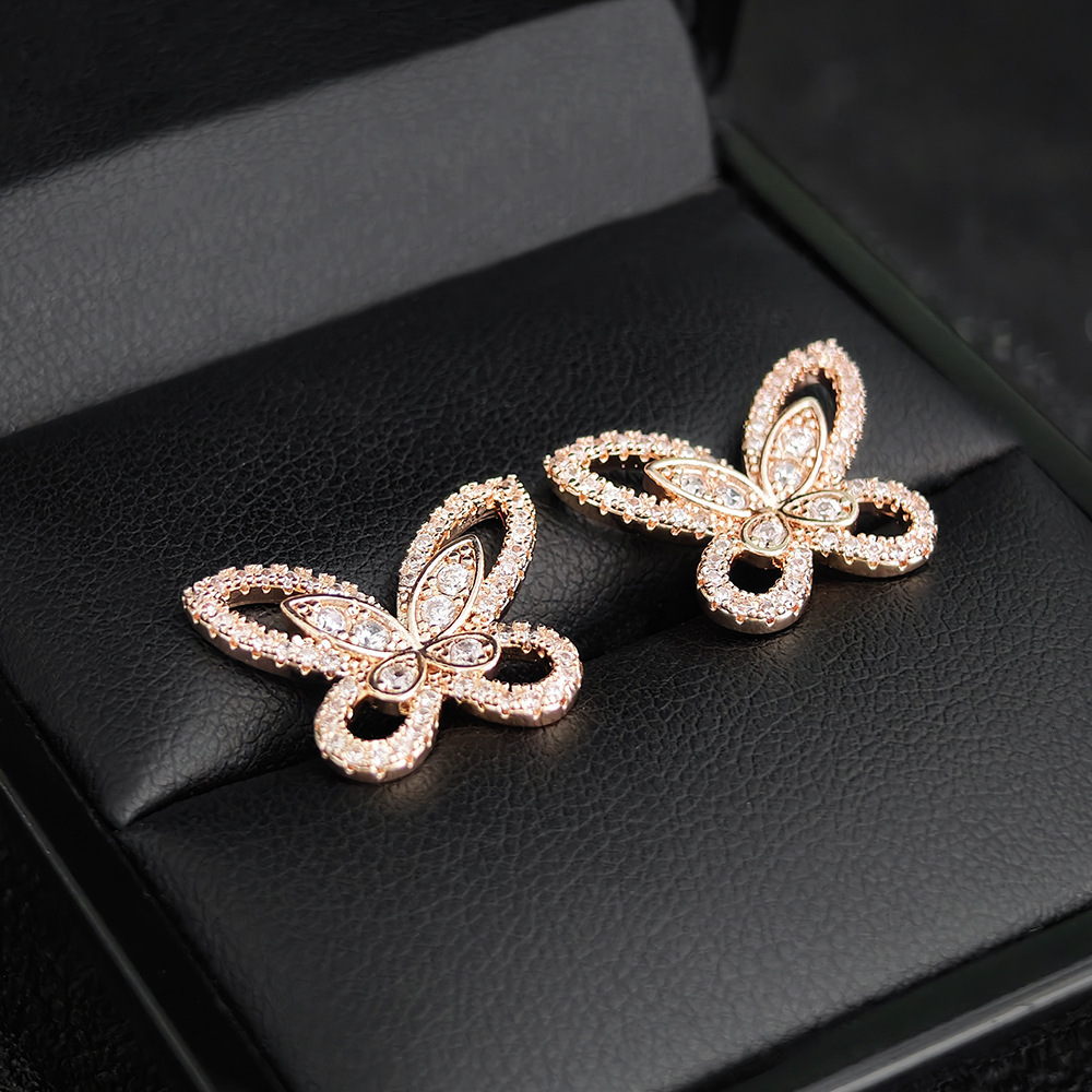 Korean Style Unique Design Fairy Butterfly Micro Pave Zircon Women's Earrings Trendy Jewelry e6603
