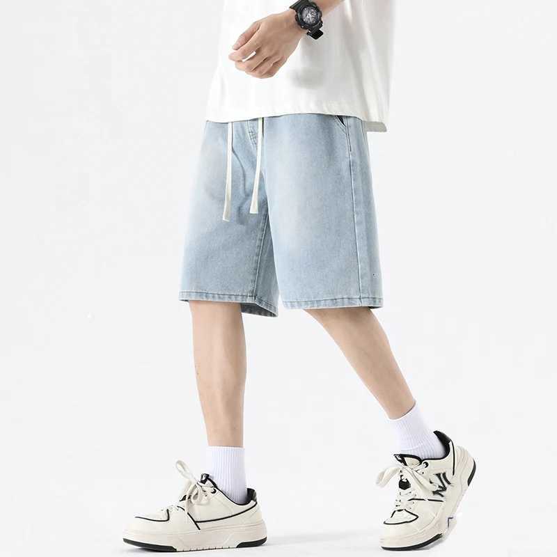 Summer Men Popular Daily Simple Shorts Male Classic Knee Lenght Denim Short Pants Comfortable Elastic Waist Casual Short Jeans Y250814