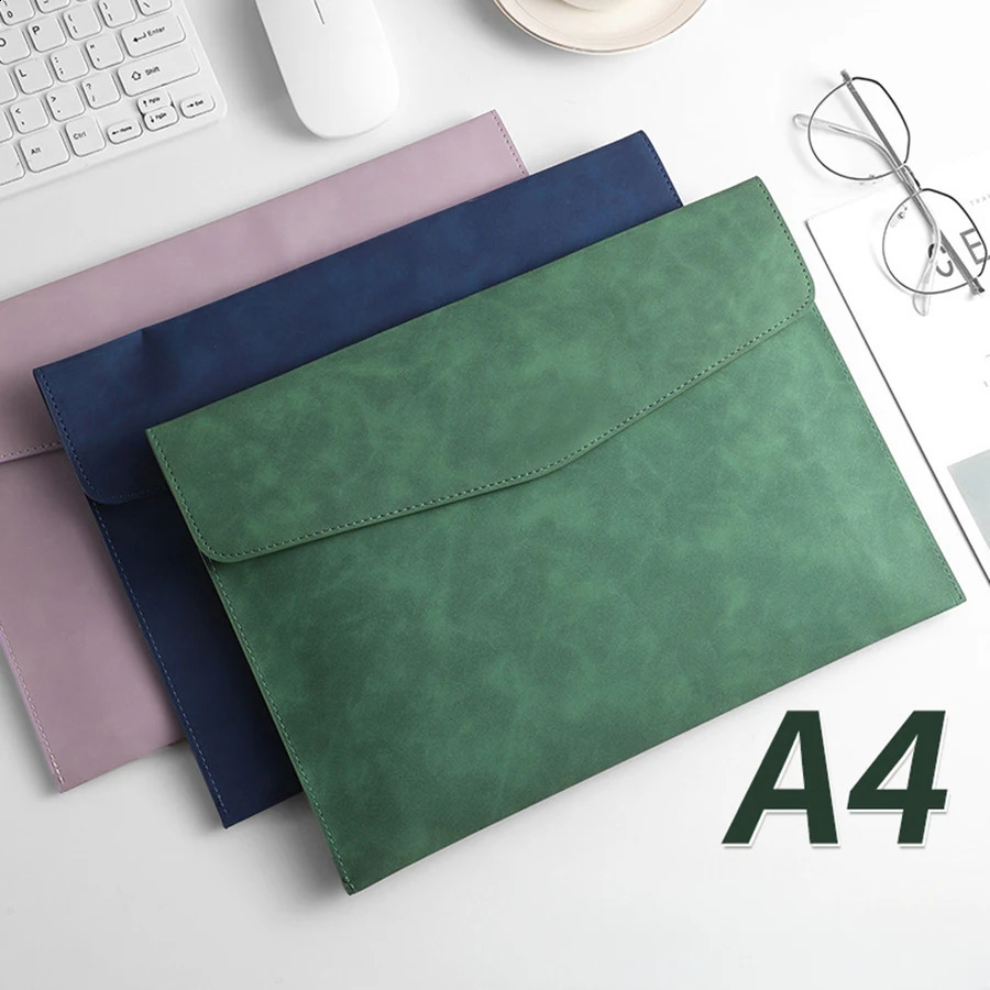 1pc Faux Leather Document Bag A4 Leather File Folder Simple Big Capacity Document Bag Bill File Bag Office Paper Organizer 250811
