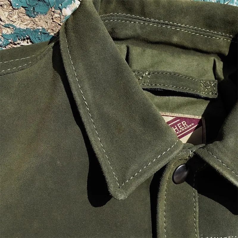 YRWholesales. Men Real Suede leather casual jacket.genuine leather slim coat.sales quality cowhide cloth.Plus size 250808