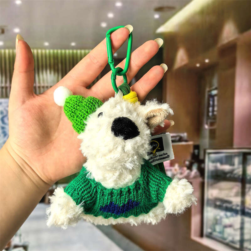 New West Highland White Terrier Scribbled Puppy Keychain Cartoon Bag Accessory Plush Pendant Couple Ornament