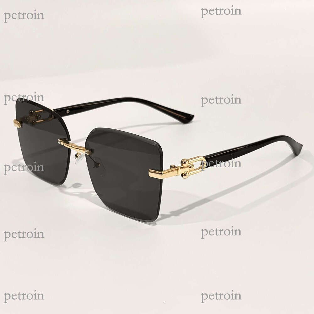 New Style Personality Women's High-end Light Luxury Gradient Color Plain Frameless Glasses Fashion Trendy Sunglasses