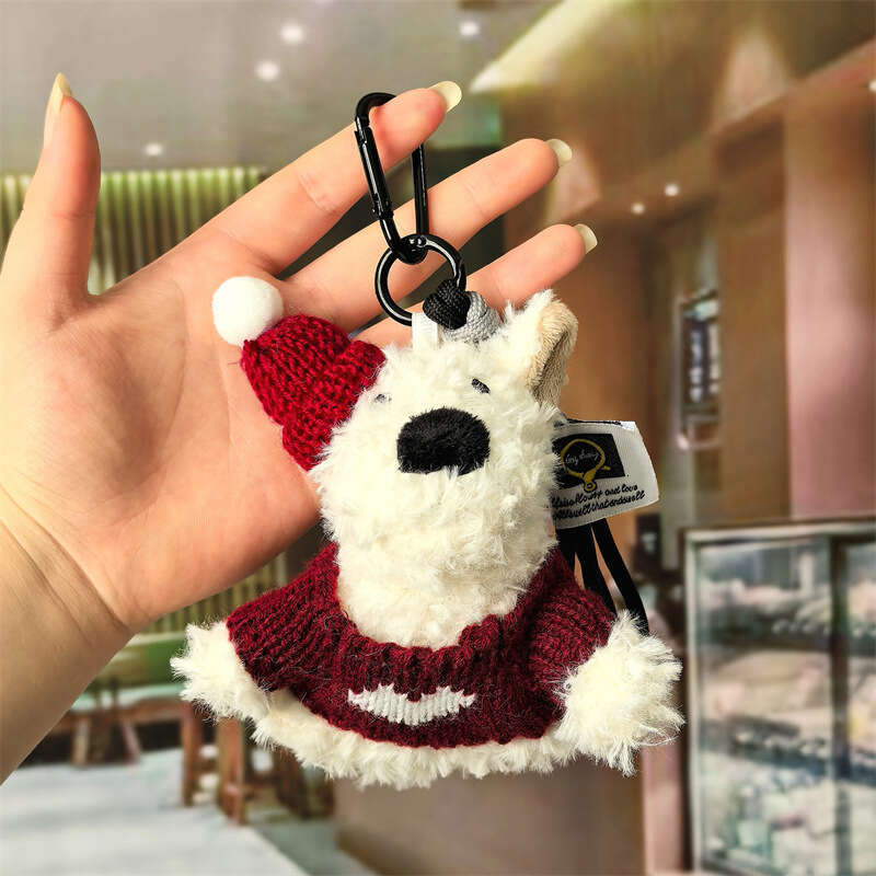 New West Highland White Terrier Scribbled Puppy Keychain Cartoon Bag Accessory Plush Pendant Couple Ornament