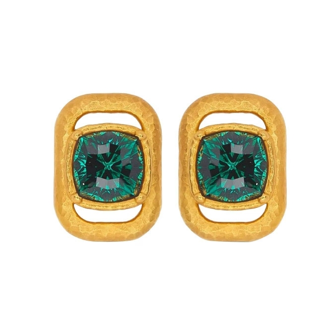 Slimming earrings, oscar stud earrings, emerald earrings, retro court style, square, high-end accessories for women