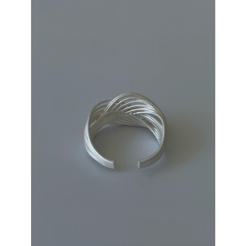 S925 Sterling Silver Three-Dimensional Braided Ring Set - Stackable Geometric Design