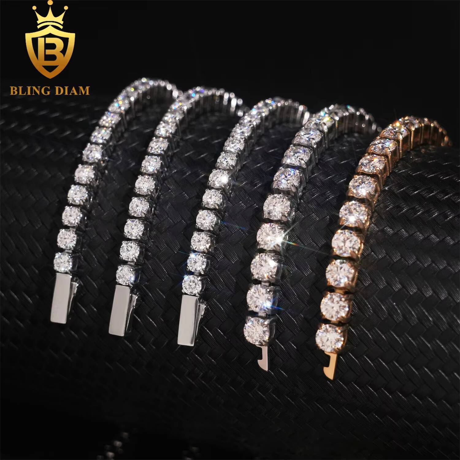 3mm 4mm 5mm Luxury Jewelry 316L Stainless Steel Vvs1 Moissanite Cluster Tennis Chains Charm Bracelet K Gold Necklace
