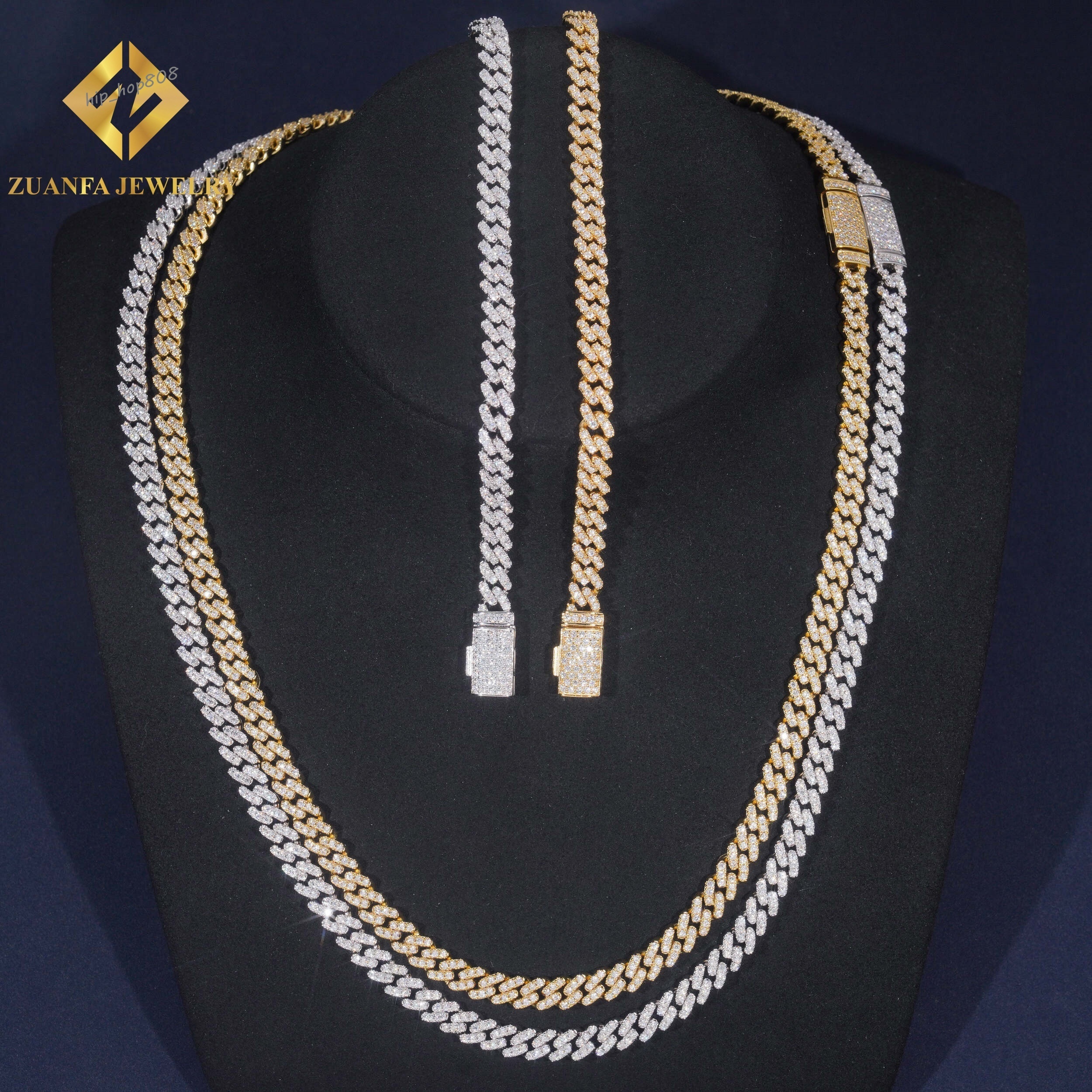 Hot Sale Pass Diamond Tester Fire Jewelry Fashion Hip Hop Style 6mm Moissanite Cuban Link Chain Necklace 925 Sterling Silver