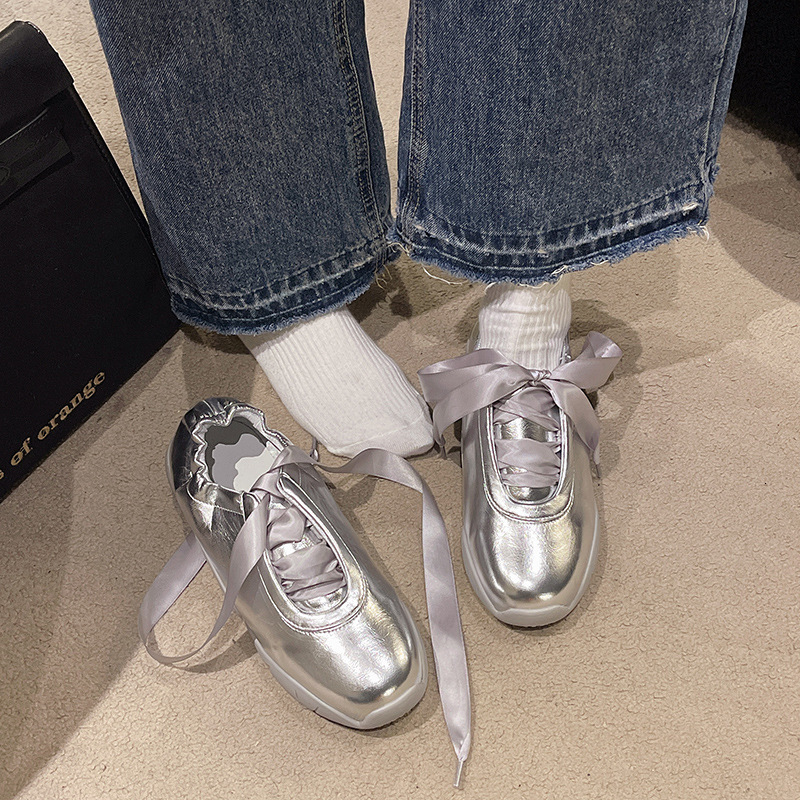 2025 new ballet shoes designer sports thick soled lace up fashionable single shoes Forrest Gump shoes Mary Jane shoes