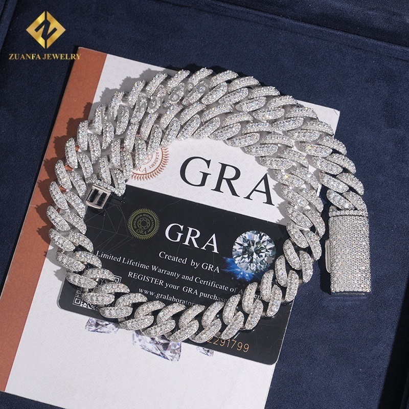 Fashion 15MM Cuban Link Chain 925 Sterling Silver Moissanite VVS1 Iced Out Diamond Fine Jewelry Pass Diamond Tester Bracelet