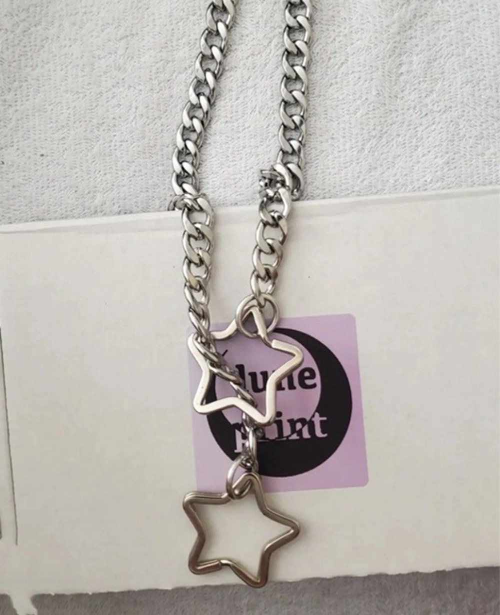 Y2K Silver Slip Chain Star O-Ring Lock Open Heart Charm Lariat Necklace for Women Punk Rock Cuban Link Chain Pendant Y Necklace 250812