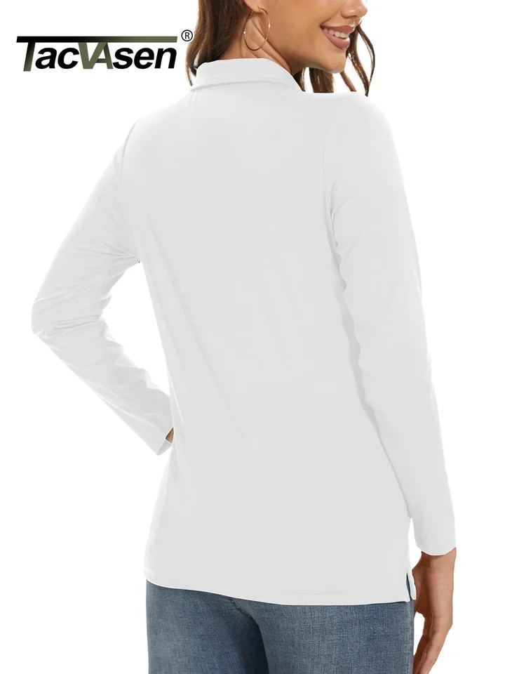 TACVASEN UPF 50 Golf Polos Shirts Womens Quick Dry Long Sleeve Polo Tshirts Outdoor Traning Hiking T Shirt Pullover Tops 250814
