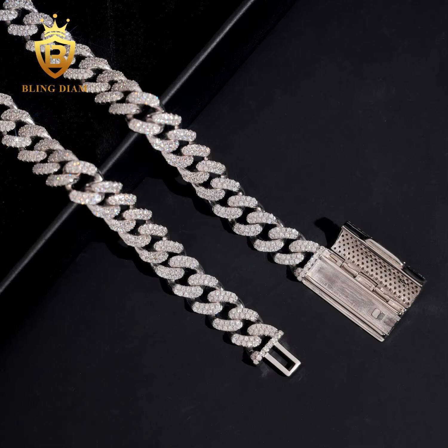GRA Certificate Best Quality 925 Sterling Silver 10mm Cuban Link Chain Iced Out Women Fashion Jewelry Necklaces