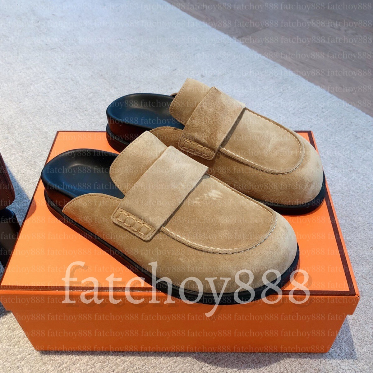 Designer Shoe Mule GO Slippers Suede Loafers for Summer Women Men Suede Leather Sandals Slip On Black Brown Beige Clogs Noir Comfortable Stylish Shoes E35-42