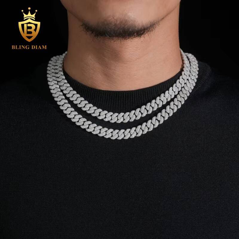 Customized 10MM Hip Hop Jewelry 925 Sterling Silver Moissanite VVS Diamond Cuban Chain Bracelet