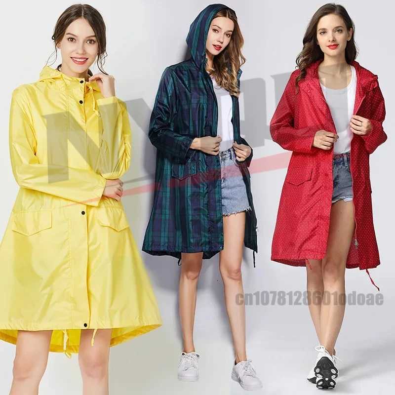 Big Size Fashion Women Lightweight Poncho Waterproof Long Raincoat Men Adults Biker Windproof Rain Coat Hiking Rainwear Y250814